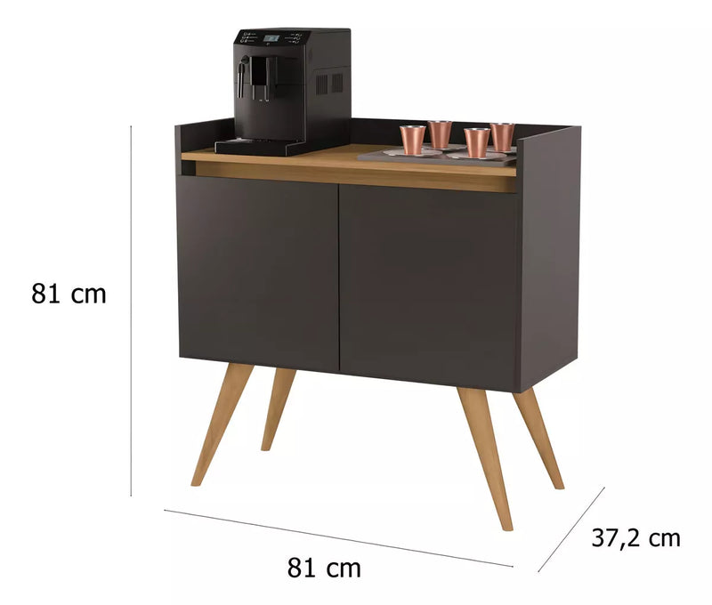 Buffet Primus Gold 2 Portas Preto/Mel Luxo